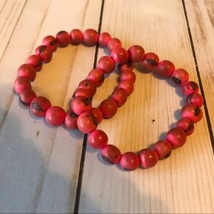 Set of 2 Tribal Style Elastic Bead Bracelets